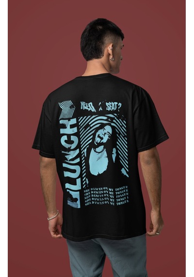 Sevbano Billie Eilish Lunch Sırt Baskılı Unisex Oversize Şarkıcı Tişört Siyah