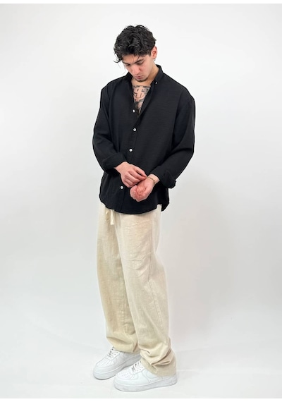 Zaee Keten Baggy Pantolon Buğday