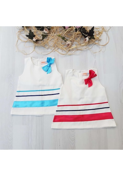 ikokokids Beyaz Kız Bebek Denizci Elbise