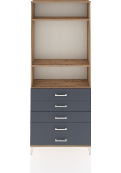 Arges Dolap 3 Raflı 5 Çekmeceli 88x30x221 Çam-antrasit Atlas Çam
