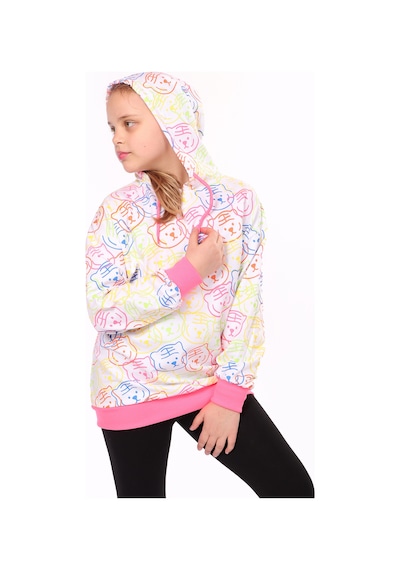 Toontoy Kız Çocuk Komple Baskılı Sweatshirt Beyaz