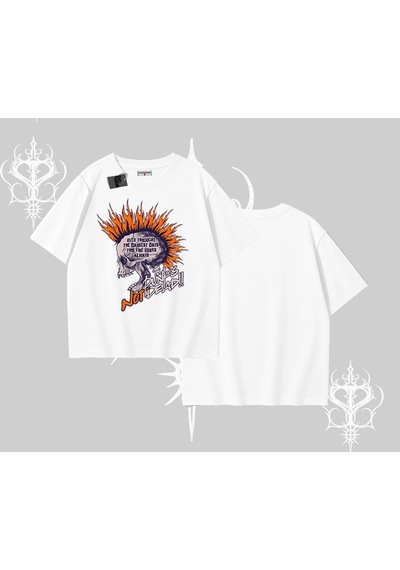 Tarzsokak Oversize Tshirt Burning Skull Rebel Street Anthem Beyaz