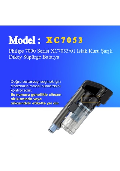 Philips 7000 Serisi Xc7053/01 Islak Kuru Şarjlı Dikey Süpürge 3500 Mah 25.2 V Batarya  Uyumlu Uzun Ömürlü, Maksimum Performans Pil