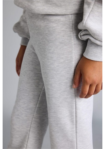 Defacto Bisiklet Yaka Sweatshirt Ve Nervürlü Pantolon 2li Takım Kız Çocuk I3868a826augr28 Gri-gr28