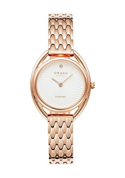 Obaku Denmark V286lxvısv Quartz Çelik Rose Kristal Mineral Beyaz Kadran 29 Mm Kadın Kol Saati