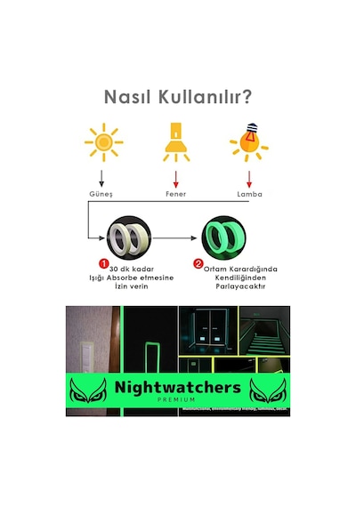 Özel Karanlıkta Işık Veren Yansıyan 4 Metre Fosforlu Yeşil Şerit Kendinden Yapışkanlı Reflektör Bant