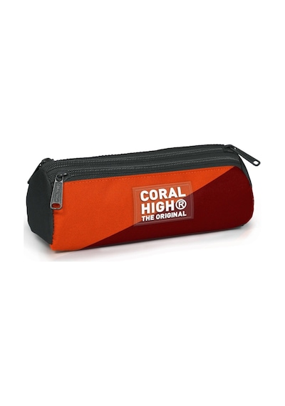 Coral High Erkek Çocuk Bordo Turuncu Üç Gözlü Okul Kalem Çantası Çok Renkli