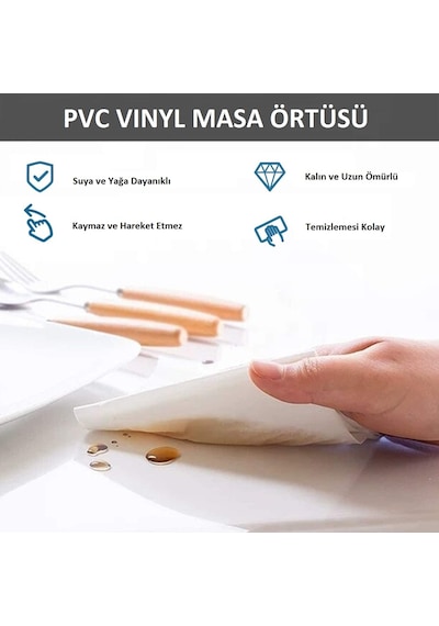 Şeffaf Pvc Masa Örtüsü | 1.2Mm | Koruyucu Mika | Asetat Muşamba