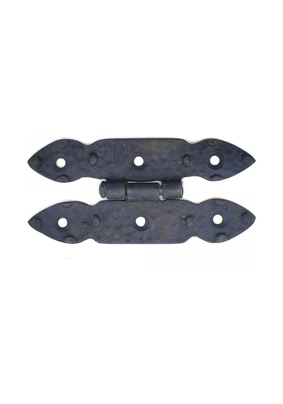 Antika Tarz Dekoratif Pirinç Düğmeli Menteşe - 117x57 Mm, Oksit Sarı