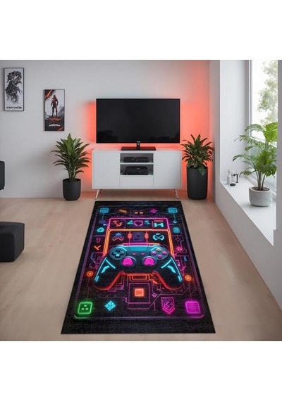 Nolane Kadife Oyuncu Odası Halısı Kaymaz Pamuk Tabanlı Yıkanabilir Antibakteriyel Gamer, Gaming Halısı 200x300 Diğer