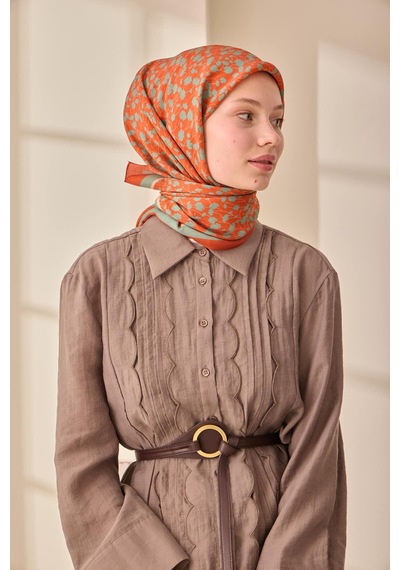 Silk Home Aura Eşarp 140005-28 Koyu Turuncu, Mint, Pudra