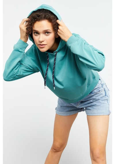 Tommy Life Mint Yeşili Uzun Kol Rahat Form Kapüşonlu Kadın Sweatshirt - 97115 Mint Yeşili