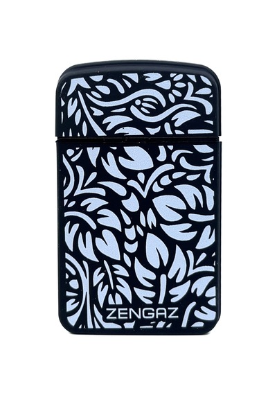 Zengaz Cool Tasarım Jet Alev Çakmak - Baroque Leaf Siyah