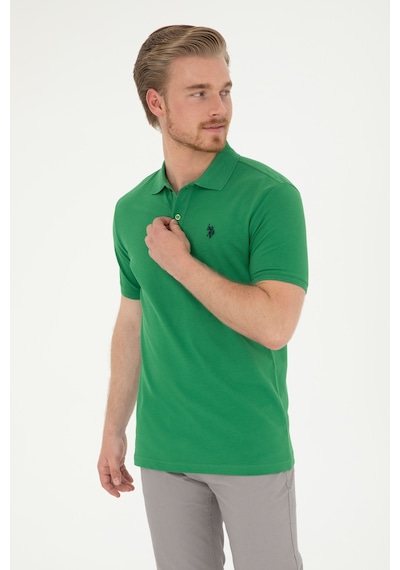 U.S. Polo Assn. Erkek Slim Fit Polo Yaka Yeşil Basic Tişört 50279573-VR054