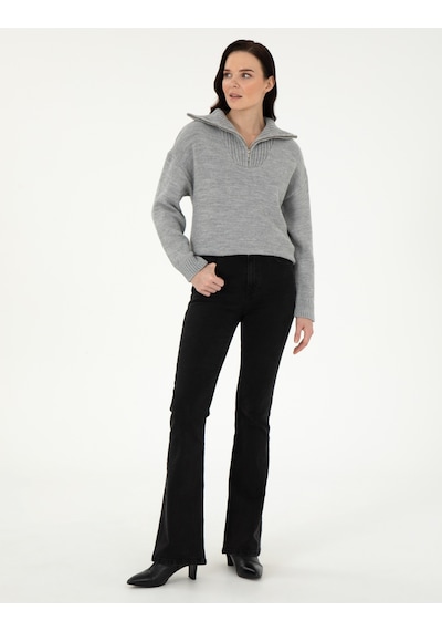 Pierre Cardin Kadın Gri Melanj Kazak /triko 50290597-vr086 GRİ MELANJ Gri Melanj