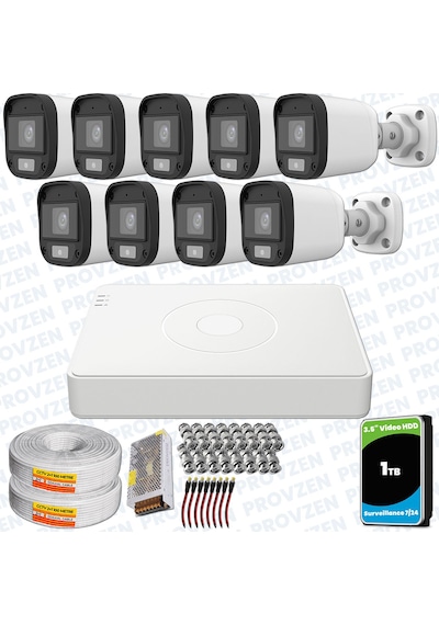 Provzen Unv Full Hd 9 Kamera Renkli Gece Görüş Mikrofonlu Olay Anında Bildirim