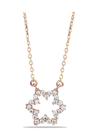 Kuyumcudukkani Zincirli"taşlı Yıldız"kolye-37139-r-w Rose Gold