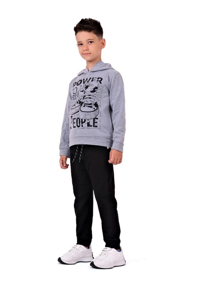 Mnk Baby & Kids Power Baskılı Kapşonlu Çocuk Eşofman Mnk0616 gri