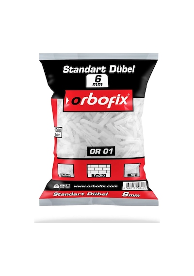 Plastik Dübel Beyaz 6mm 100 Adet