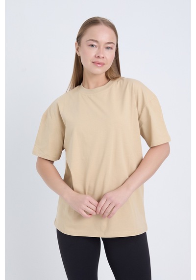Velvoria Unisex Oversize Basic 3'lü Bej Renk T-shirt Çok Renkli18