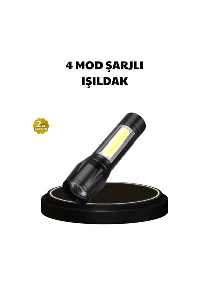 4 Mod Şarjlı Işıldak Ultra Güçlü Cree Led Su Geçirmez Alüminyum Gövde Diğer