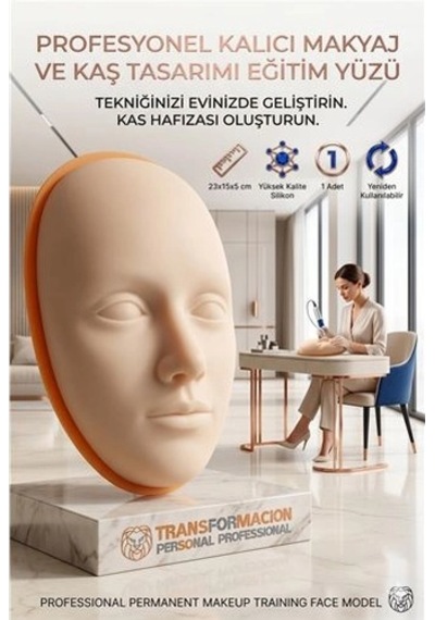 Mey İthalat 3d Kalıcı Makyaj Pratik Yüzü, Silikon Microblading Kaş Dudak Eğitim Mankeni 723165
