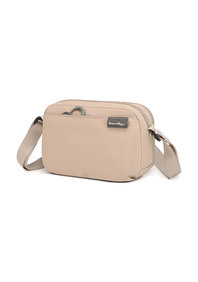 Smart Bags Bej Hafif Kumaş Çok Cepli Küçük Boy Günlük Kadın Çapraz Çanta