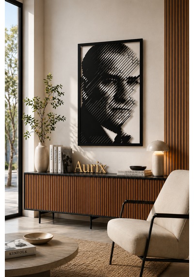 Atatürk Metal Duvar Tablosu 44x69cm Modern Dekoratif Duvar Tablosu