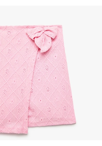 Koton Fiyonk Detaylı Brodeli Şort Etek Pembe 6skg70049ak Gül
