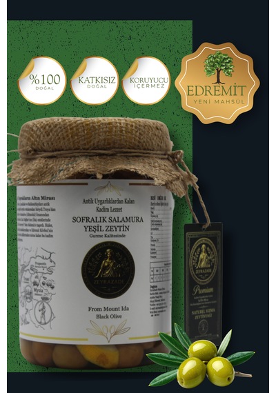 Zeyrazade Doğal Sofralık Salamura Yeşil Zeytin-700g