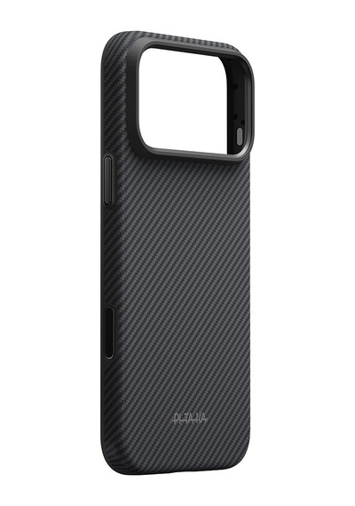 Apple Uyumlu iPhone 18 Pro Max Kılıf M-safeli Aramid Karbon Fiber Military-grade New Logo Black-grey Twill Siyah