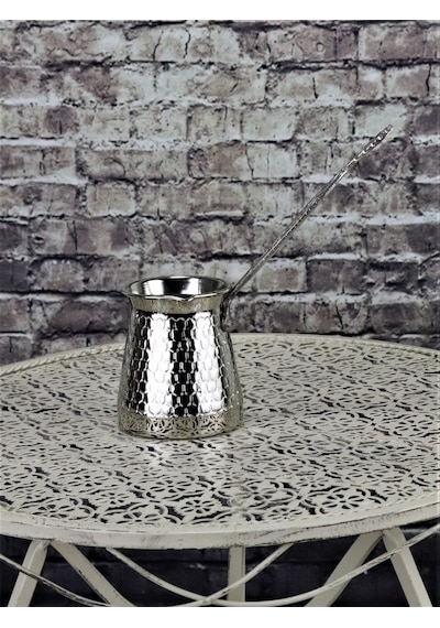 Kalın Nikelli Petek İşlemeli Bakır Cezve 4 Fincanlık