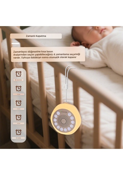 Beyaz Gürültü Cihazı Bebek Uyku Arkadaşı Yeni Doğan Bebek Sesli ve Işıklı Bebek Gece Lambası Bebek Lambası Kablosuz Taşınabilir Sarjlı Kolik Bebek Meditasyon
