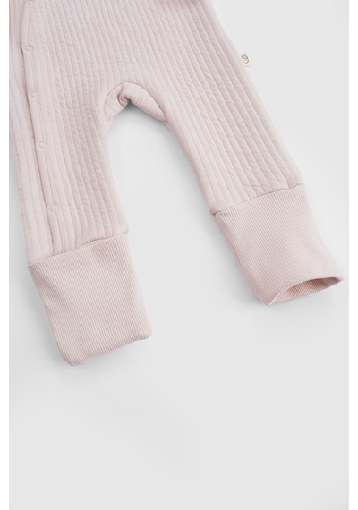 Kendinden Patikli Ve Eldivenli Kapitone Pembe Bebek Tulumu Pembe