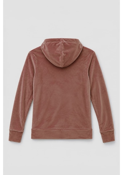 Markapia Kadın Kapüşonlu Cepli Yumuşak Kadife Dokulu Sweatshirt Pembe