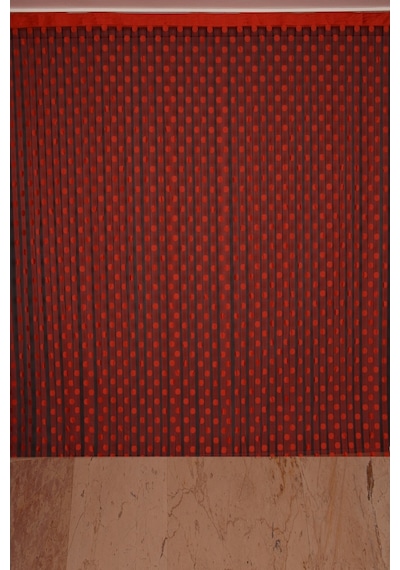 Puanlı Model Kırmızı Renk Hazır Ip Perde 300x270 Cm