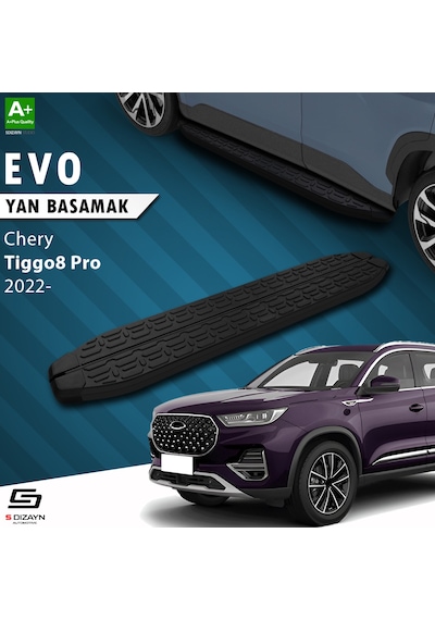 S-dizayn Chery Tiggo8 Pro Evo Siyah Yan Basamak 183 Cm 2022 Üzeri