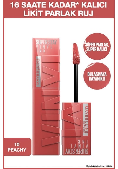 Super Stay Vinyl Ink Uzun Süre Kalıcı Likit Parlak Ruj 15 Peachy 175