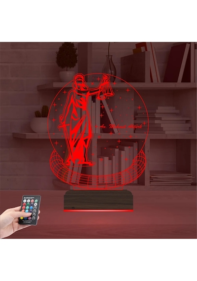 Luvivia Adalet Kadın Hukuk Avukat Hediye Kişiye Özel 3d Lamba - Masa Gece Lambası