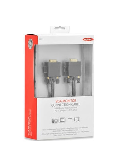 Ednet Ed-84530 1.8 Mt Vga To Vga Awg28 Altın Kaplama Erkek-Erkek