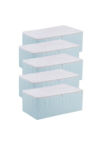 Medium Boy 5 Adet Mavi Çizgili Baza Çekyat Altı Hurç 53x30x20cm Mavi
