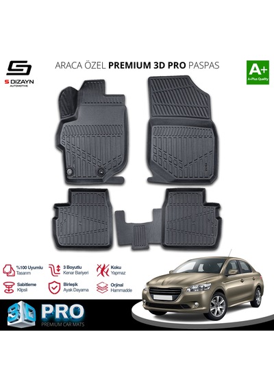 S-dizayn Peugeot 301 3d Pro Havuzlu Paspas 2013 Üzeri A+ Kalite