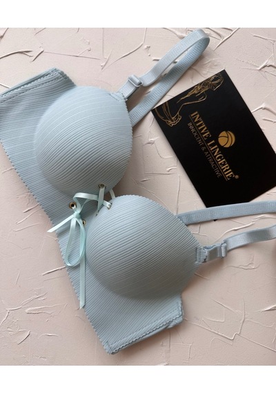 Jennifer Balensiz Push-up Destekli Lazer Kesim Dikişsiz Önden Bağ Mavi