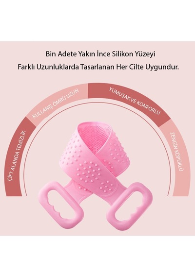 Go İthalat Çift Taraflı Banyo Hamam Lifi Silikon Masajlı Yumuşak Duş Lifi Uzun Ömürlü Hazır Banyo Ke