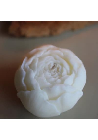 10 Lu Mini Şakayık Model Dekoratif Vegan Kokulu Soya Yüzen Mum Beyaz