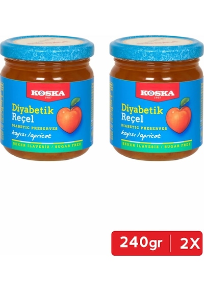 Diyabetik Kayısı Reçeli 240 G 2 Adet