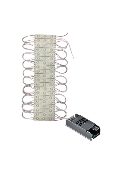 20 Adet 12 Volt 1.2 Watt 3 Lensli Günışığı 2835 Smd Led Modül Ip65 5a Slim Trafo Set