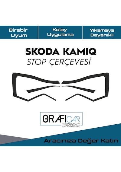 Skoda Kamıq Stop Çerçeve Sticker-Kolay Uygulama-Uzun Ömürlü