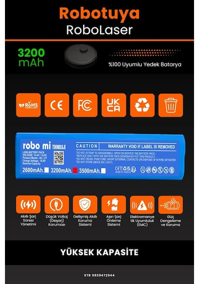 Robotuya Robo Laser 3200mAh Robot Süpürge Bataryası
