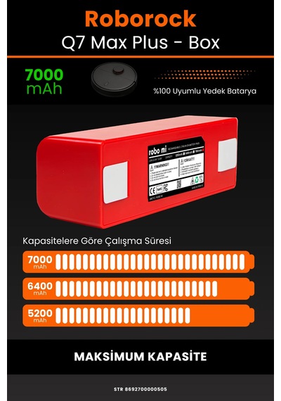 Roborock Q7 Max Plus 7000mah Uyumlu Robot Süpürge Bataryası - Box - Maksimum Kapasite